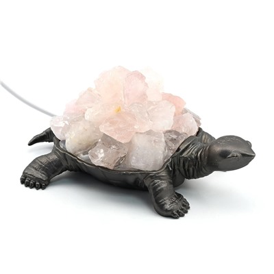 Светильник USB с розовым кварцем "Черепаха" цв. патина 115*84*45мм