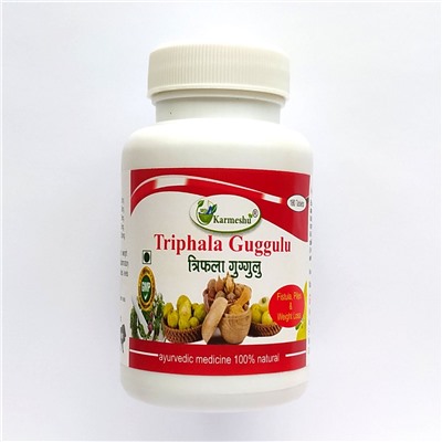 TRIPHALA GUGGULU, Karmeshu (ТРИФАЛА ГУГГУЛ, для очищения и омоложения организма, Кармешу), 180 таб. по 500 мг.