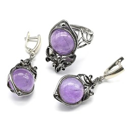 Кольцо и серьги из аметиста, размер-17,5