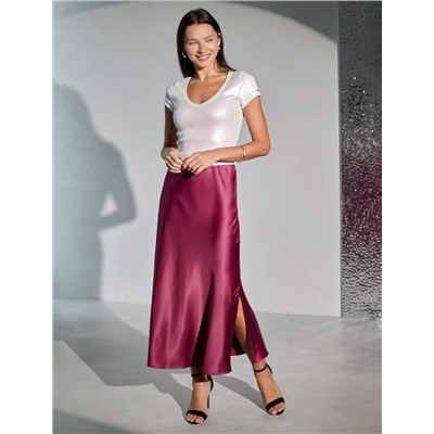 Футболка облегающая из хлопка в рубчик с V вырезом и матовым покрытием металлик