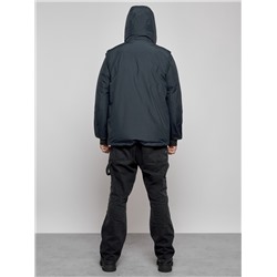 Куртка - жилетка трансформер с подогревом 2 в 1 мужская зимняя темно-синего цвета 6668TS