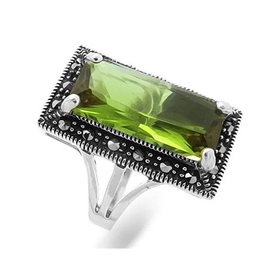 Кольцо из серебра марказит, султанит, SL-AGA7