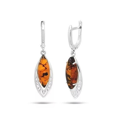 Серьги из серебра янтарь, СП33