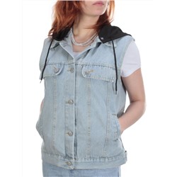 802 BLUE/BLACK Джинсовый жилет женский (100% хлопок) размер 48