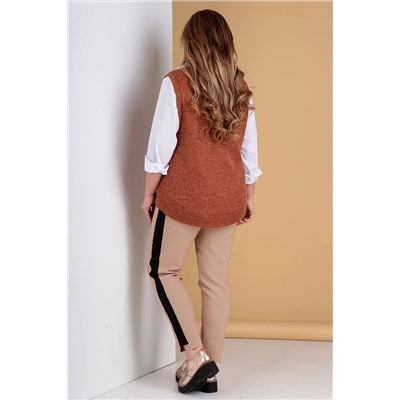 Liona Style 723 рыжий, Брюки,  Блуза,  Жилет