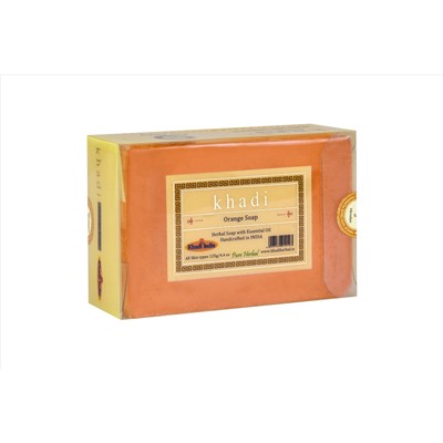 Khadi ORANGE SOAP, Khadi India (АПЕЛЬСИНОВОЕ МЫЛО ручной работы с эфирными маслами, Кхади Индия), 125 г.