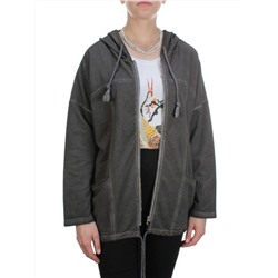 881 DK. GREY Худи длинное женское (95% хлопок, 5% полиэстер) размер 58