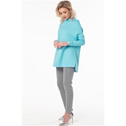 Туника трикотажная асимметричная с длинным рукавом голубая