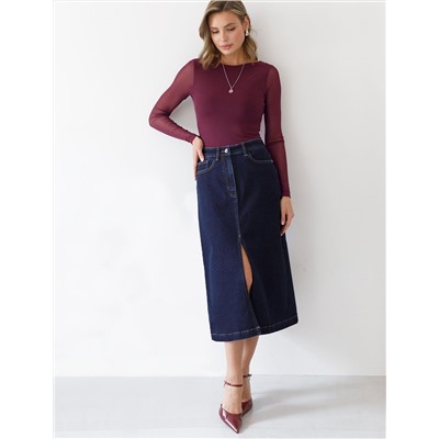 Джинсовая юбка из плотной эластичной джинсы 13.8OZ.