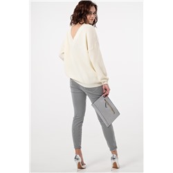 Джемпер вязаный свободный из хлопка с длинным рукавом ванильный