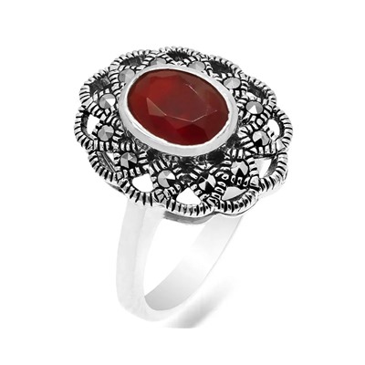 Кольцо, марказит , синт.рубин, SL-AGA793