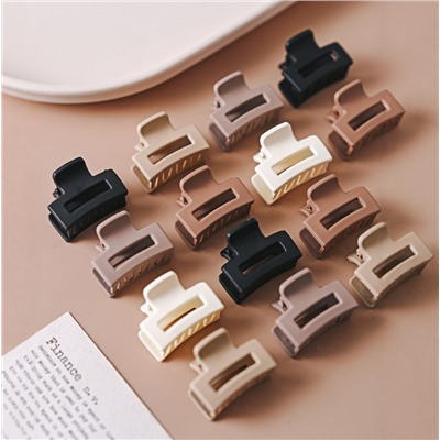 Набор мини-крабиков для волос 10 шт. прямоугольные матовые (Цвета микс)