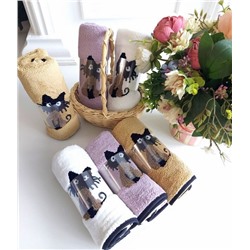 Полотенце из микрофибры с декором "Гламурная кошка" 35*75 см.