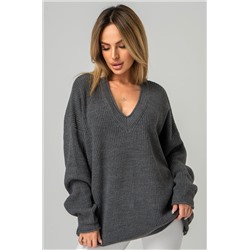 Женский свитер оверсайз с V-образным вырезом Happyfox