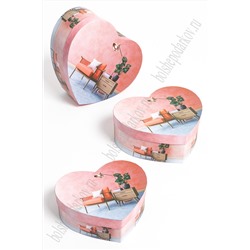 Коробки подарочные сердечко 3 в 1 с рисунком, 24*21*9,8 см (SF-5643А)