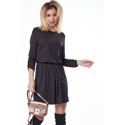 Платье трикотажное короткое в полоску на черном