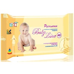 Влажные салфетки РУСАЛОЧКА BABY LINE С ромашкой/алоэ /40шт