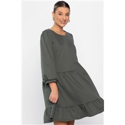Платье бохо трикотажное Млада (темно-оливковое) П14412-8М