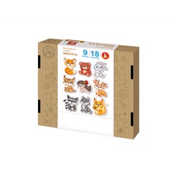 Развивающие деревянные контурные пазлы для малышей «Зверята»