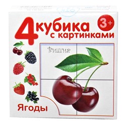 Детские пластмассовые кубики с картинками «Ягоды» (4 штуки)