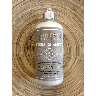 L'air Frais De'la Nature ALMOND & DEAD SEA MINERALS Herbal Shampoo (МИНДАЛЬ И МИНЕРАЛЫ МЕРТВОГО МОРЯ травяной шампунь), 300 мл.