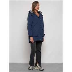 Парка женская зимняя MTFORCE c капюшоном синего цвета 2329S