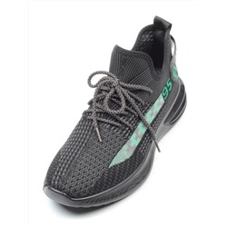 HA102-2 BLACK/GREEN Кроссовки мужские (текстиль)
