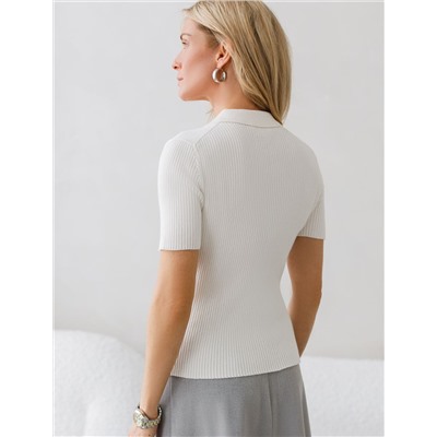 Джемпер-поло с застежкой на молнии из хлопка с кашемиром