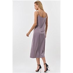 Платье-комбинация миди в полоску тауп