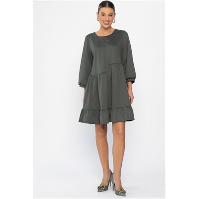 Платье бохо трикотажное Млада (темно-оливковое) П14412-8М