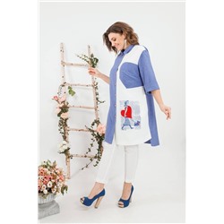 SandyNa 13591 джинс+белый, Брюки,  Туника