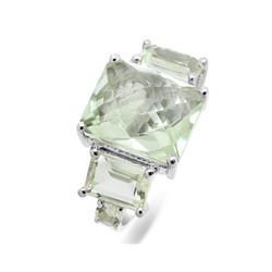 Кольцо из серебра зеленый аметист, Симпл