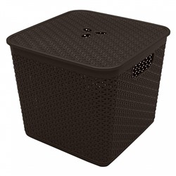 Корзина для хранения Keeplex Rattan со съемной крышкой 21 л, 30×30×28см квадратная KL130511011 темный каштан