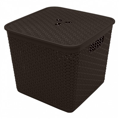 Корзина для хранения Keeplex Rattan со съемной крышкой 21 л, 30×30×28см квадратная KL130511011 темный каштан