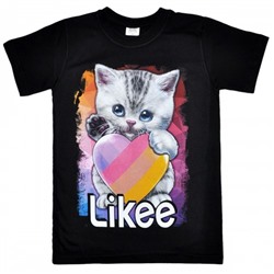 Футболка подростковая "Likee Kitty" (черный)