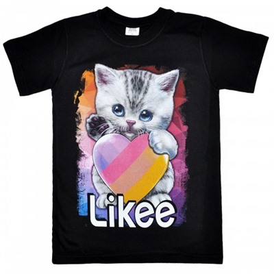 Футболка подростковая "Likee Kitty" (черный)