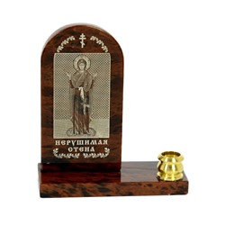 Икона из обсидиана на подставке арка "Нерушимая Стена" 1свеча 50*27*65мм