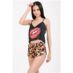 Пижама Hot Story Kiss Black (топ _ шорты) (Черный)