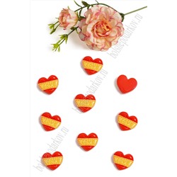 Кабошон "Сердечко LOVE" (50 шт) SF-5709, красный/желтый