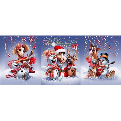 К-т полотенец "Конфетти" 50*60 см. - 3 шт. вафля хлопок 100%