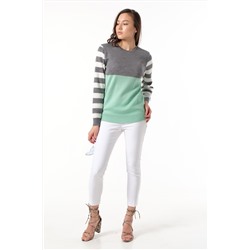 Джемпер вязаный классический в полоску мятный