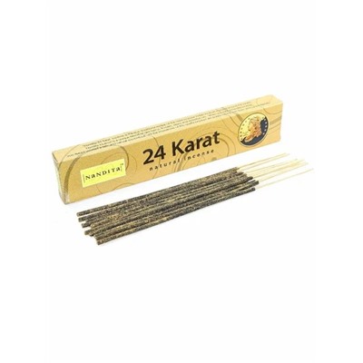 24 KARAT Natural Incense, Nandita (24 КАРАТ натуральные благовония палочки, Нандита), 15 г.