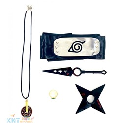 Набор аксессуаров из аниме Наруто NARUTO (Кунай + Повязка + Кольцо + Кулон + Сюрикен) в ассортименте, Naruto1111