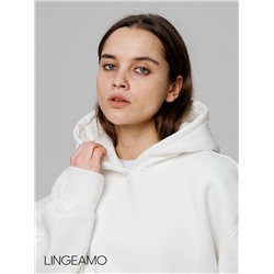 Женский худи оверсайз из футера с начесом Lingeamo молочный ВК-24 (131)