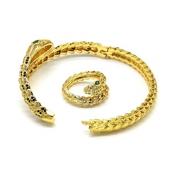 Браслет Змея с фианитами цв.хрусталь, черный, 16см