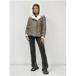 Куртка зимняя женская косуха с мехом и овчиной коричневого цвета 389_1K