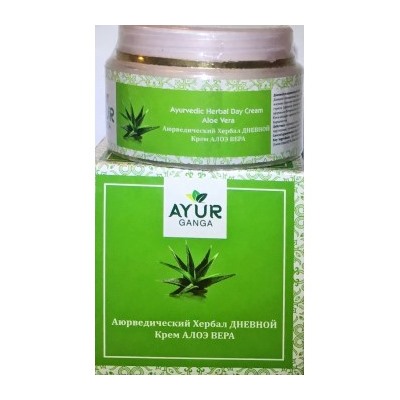 Ayurvedic Herbal DAY Cream ALOE VERA, Ayur Ganga (Аюрведический хербал ДНЕВНОЙ крем АЛОЭ ВЕРА), 30 г.