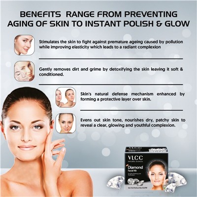 DIAMOND FACIAL KIT, Brighter & Younger Skin, VLCC (БРИЛЛИАНТ набор - Светлая и молодая кожа), 60 г. (6x10 г.)