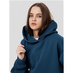 Женский худи оверсайз из футера с начесом Lingeamo темно-бирюзовый ВК-24 (23)