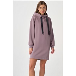 Платье спортивное с капюшоном из футера с начесом лаванда
